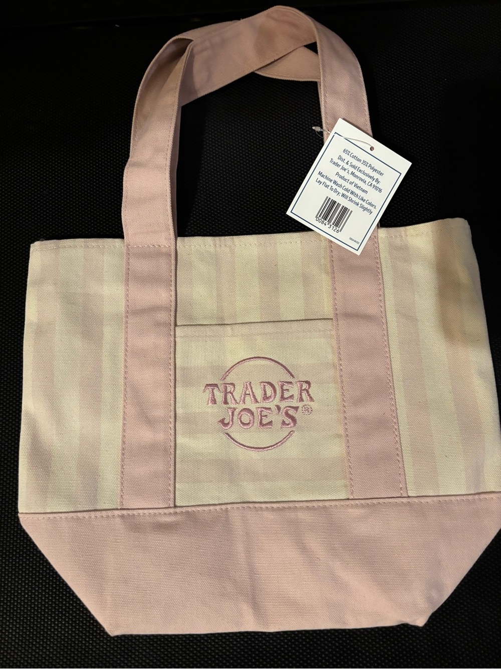 Trader Joe's Pink Stripe Canvas Tote Bag